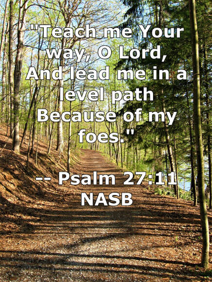 Lake Needwood Trail, Maryland with Psalm 27 verse 11 - Photo by Whitney V. Myers