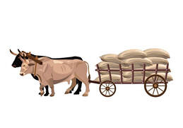 Yoked Oxen Pulling a Loaded Cart - 123RF Image