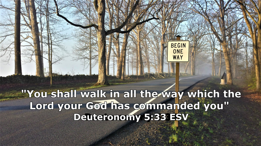 Gettysburg Early Morning - Begin One Way Sign with Deuteronomy 5:33 - Photo by Whitney V. Myers