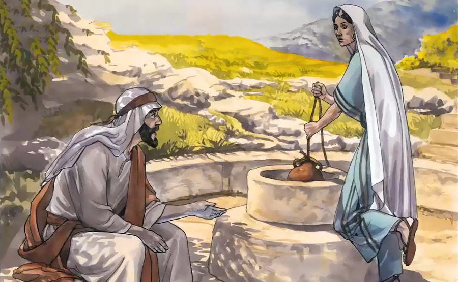 Jesus Talks with the Samaritan Woman at the Well - FreeBibleImages.org - Used under license