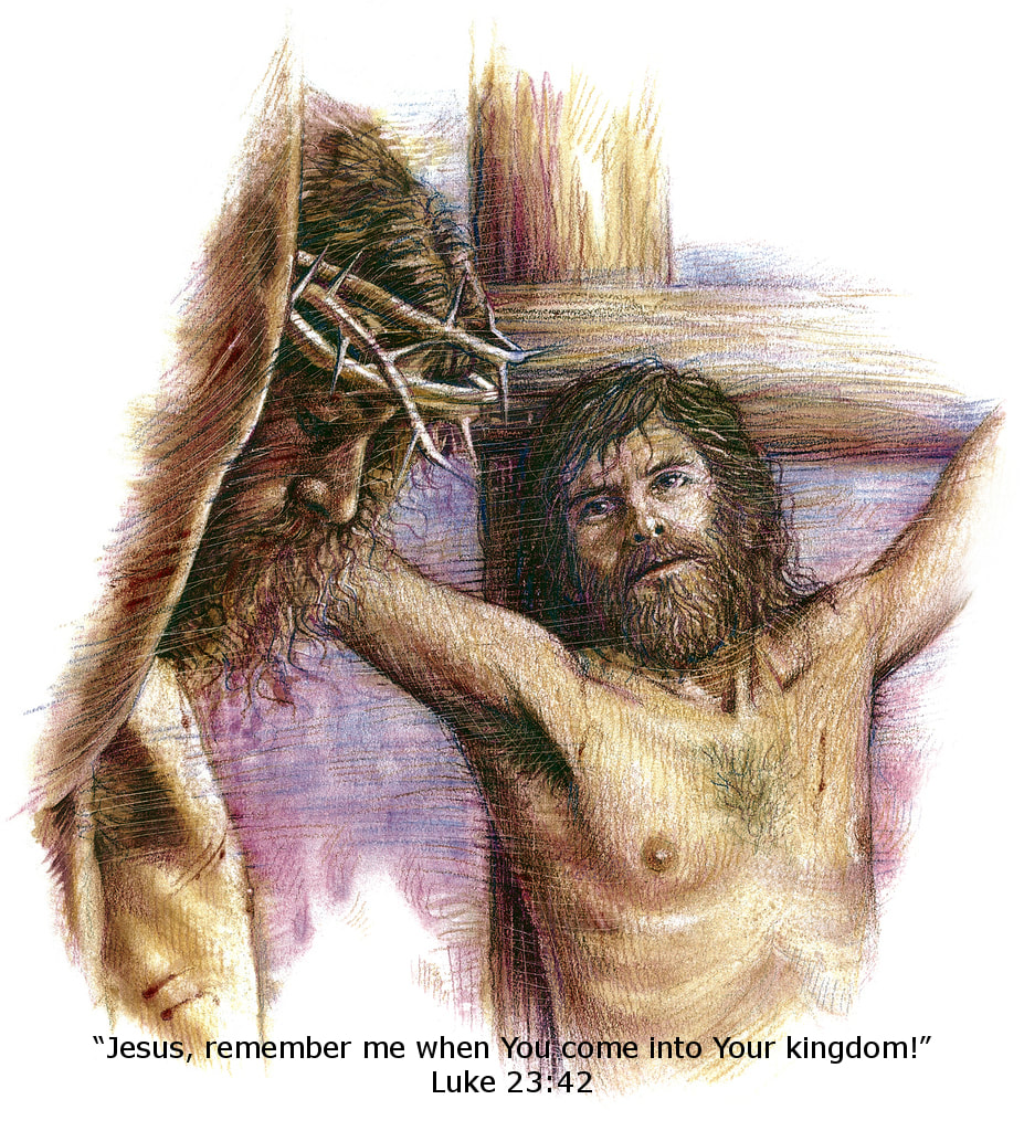 The Penitent Thief Speaks to Jesus from the Cross